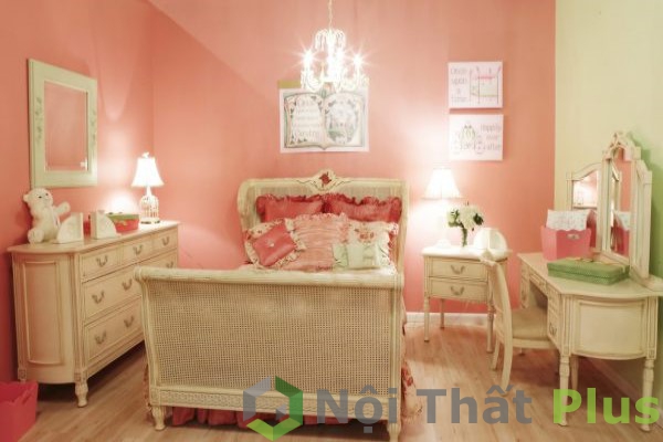 mẫu nội thất phòng ngủ màu hồng