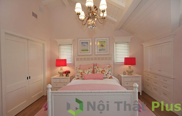 mẫu phòng ngủ màu hồng cho bé gái