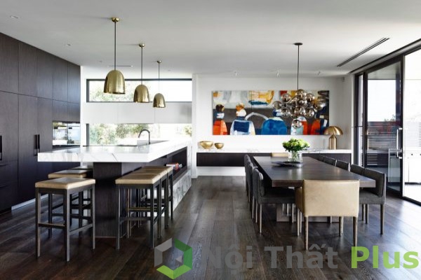 mẫu nội thất phòng bếp hiện đại tối giản